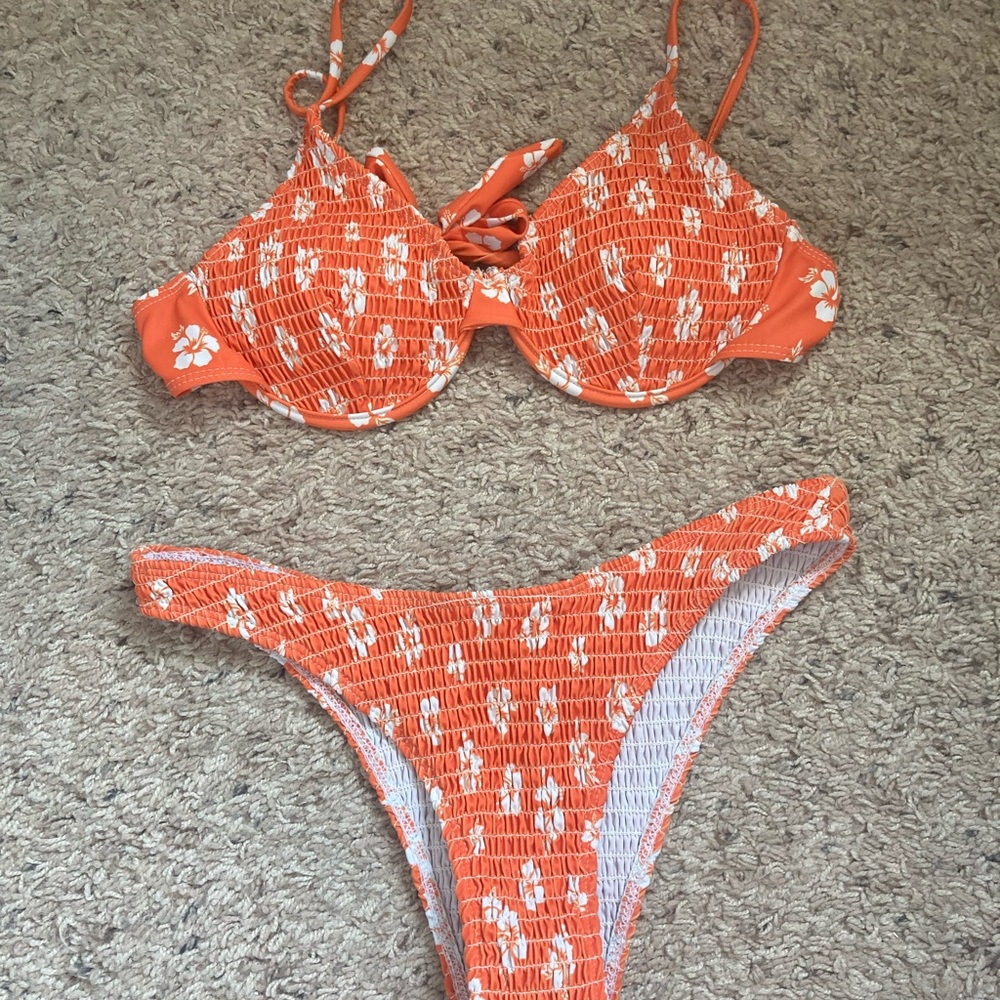 SHEIN Orange Floral Bikini